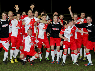 Poole Town FC celebrate winning the league