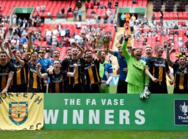 HIGH POINT: Morpeth Town lift the FA Vase