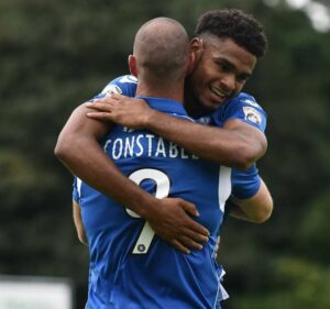 james-constable-of-eastleigh-celebrates-scoring-their-first-goal-with-mickael-mandron-eastleigh-v-northampton-town