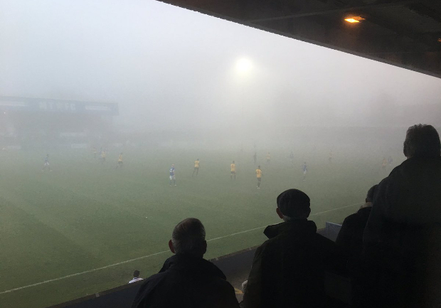 The conditions at the Moss Rose in the first half. Pic: Macclesfield Town FC