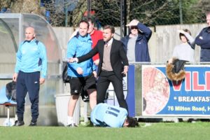 ebbsfleet-united-manager-daryl-mcmahon-shouts-at-the-referee-after-sam-deering-is-fouled