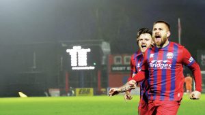 SHOT IN THE ARM: Josh Barrett has helped fire Aldershot Town to within 90 minutes of a first ever trip to Wembley PICTURE: Ian Morsman