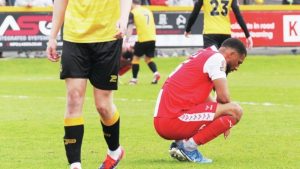 FINAL DAY SLIP: Kidderminster’s Reiss McNally is dejected