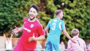 RED HOT: Wiktor Makowski wheels away after scoring for Flackwell Heath in midweek PICTURE: Charlie Carter