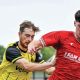 WARMING UP: Morecambe’s Harvey Macadam, right, in action in yesterday’s friendly at AFC Fylde PICTURE: Adam Gee