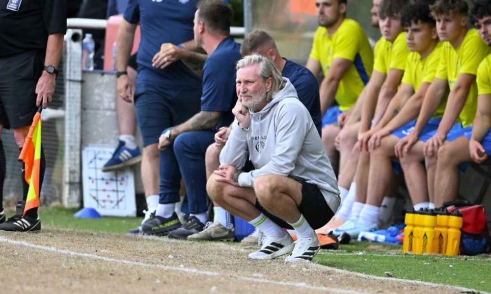 LEARNING CURVE: Robbie Savage in the Forest Green dugout at Slimbridge on Friday and, inset, in his playing days with Leicester City PICTURE: Pro Sports Images