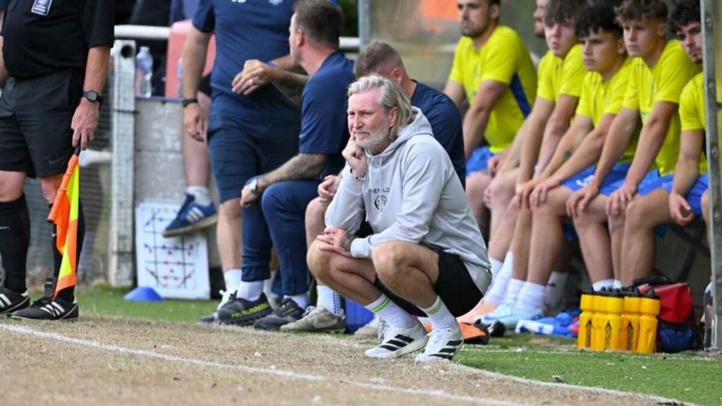 LEARNING CURVE: Robbie Savage in the Forest Green dugout at Slimbridge on Friday and, inset, in his playing days with Leicester City PICTURE: Pro Sports Images