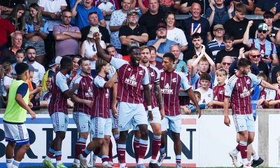 Scunthorpe United celebrate their opening goal against FC Halifax Town PICTURE: Alamy