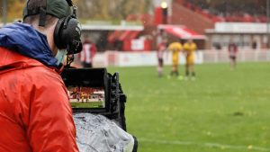 TV cameras arrive at Barlows Park as Tadley Calleva host Weymouth in this Saturday’s FA Cup First Qualifying Round tie PICTURE: Alamy