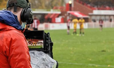TV cameras arrive at Barlows Park as Tadley Calleva host Weymouth in this Saturday’s FA Cup First Qualifying Round tie PICTURE: Alamy