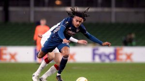 Miguel Azeez in action for Arsenal in the Europa League back in 2020 PICTURE: Alamy