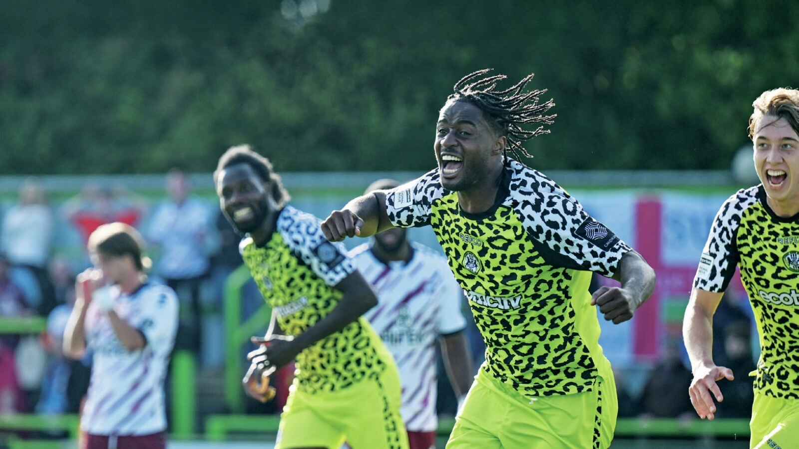 Forest Green Rovers midfielder James Balagizi grabs a late leveller against Scunthorpe United