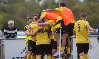 Tadley Calleva celebrate their first round qualifying win in front of the BBC cameras, earning a spot in the next round of this season’s FA Cup