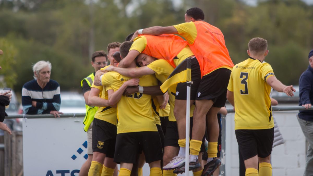 Tadley Calleva celebrate their first round qualifying win in front of the BBC cameras, earning a spot in the next round of this season’s FA Cup