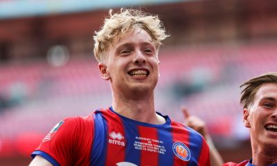 Dan Ellison celebrates his goal in Aldershot Town’s Isuzu FA Trophy victory last season