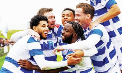 Freddie Sears is surrounded by team-mates after scoring Maldon & Tiptree’s winner
