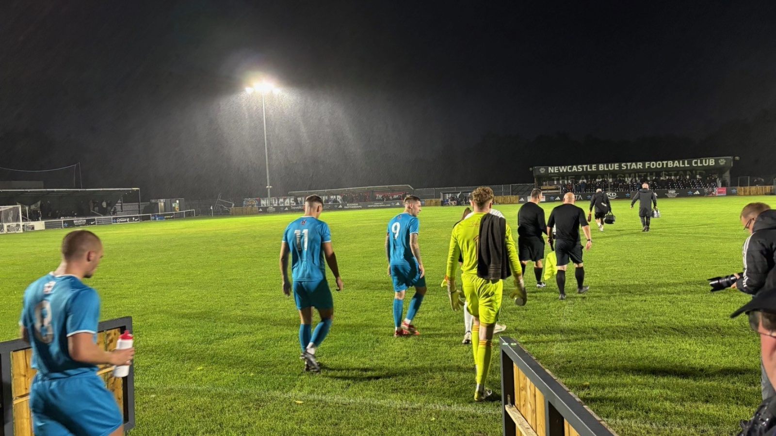 Volunteers ensured Newcastle Blue Star’s Friday night fixture against Horden Community Welfare went ahead despite Storm Amy’s heavy rain and strong winds