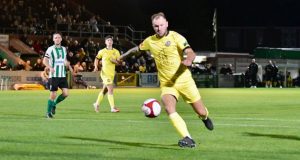 Dale Pearson scores for Heaton Stannington in their 4-3 win at Northern Premier League East rivals Blyth Spartans