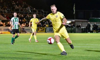 Dale Pearson scores for Heaton Stannington in their 4-3 win at Northern Premier League East rivals Blyth Spartans