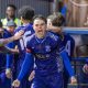 Callum Leigh celebrates the only goal between Leek Town and Scarborough Athletic as the Blues progress to the next round