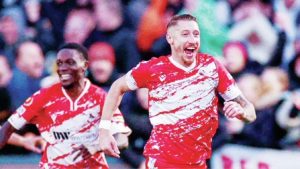 ON BOARD: Lee Martin celebrates as a Ramsgate player