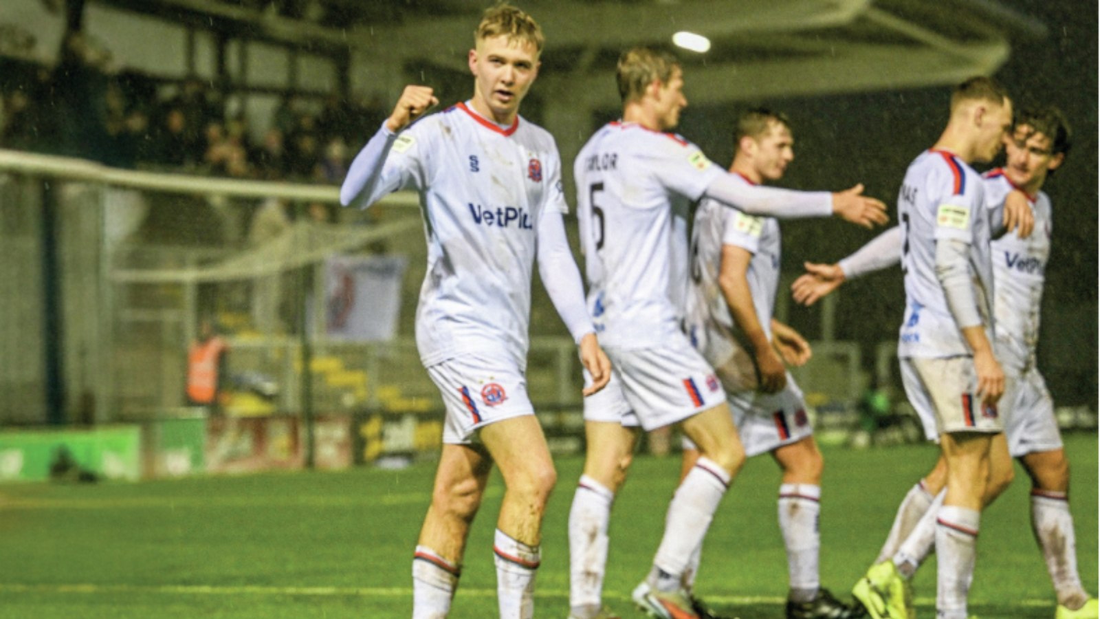 AFC Fylde’s Danny Ormerod and teammates celebrate
