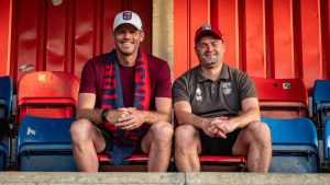 Alan Julian, left, on the day he was named Hampton & Richmond Borough back in the May of 2024