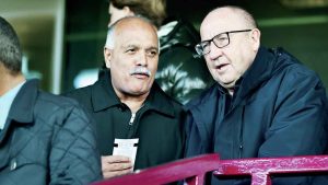 Boss John Coleman, right, with his chairman at Aldershot Town, Shahid Azeem