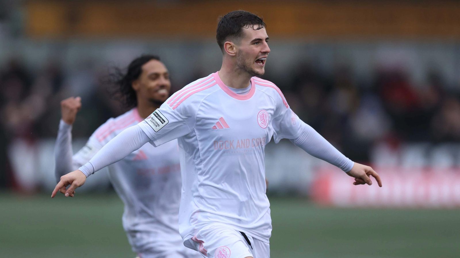 James Edmondson celebrates scoring for Macclesfield
