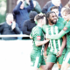 GREEN FOR GO: Niran Butler leads the celebrations after scoring Leatherhead’s second goal PICTURE: Ian Christy