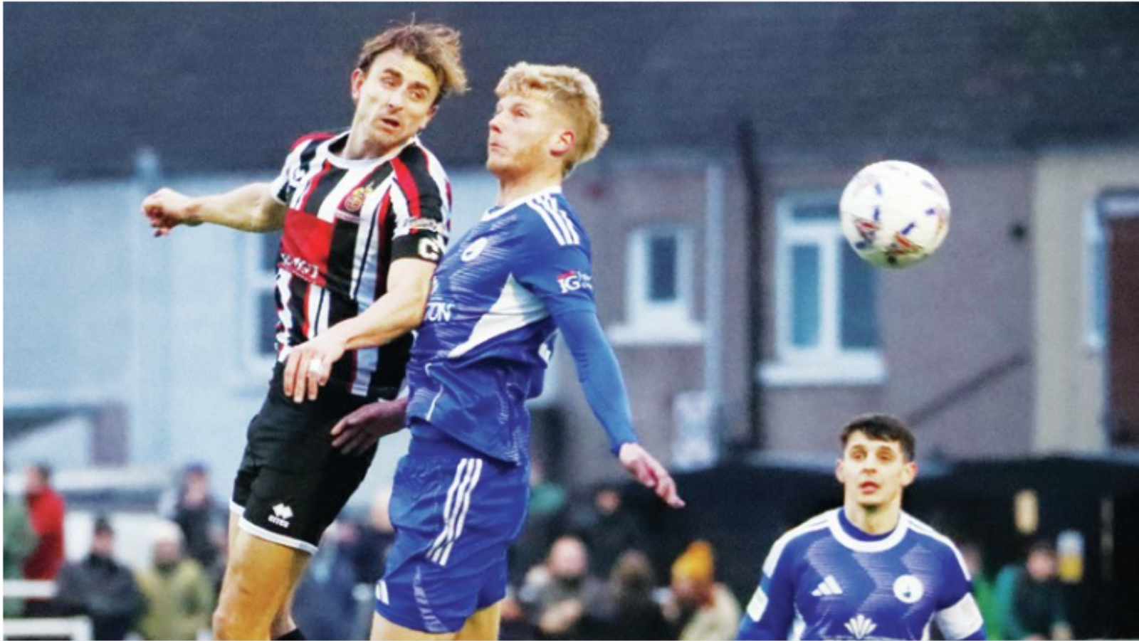 An aerial contest at Spennymoor