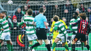 Tyler Harvey, far right, netted his first goal in the league since the start of September