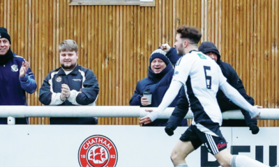 Dartford’s George Whitefield celebrates scoring