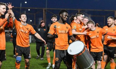Bilston Town players celebrate after reaching the fifth round of the Isuzu FA Vase