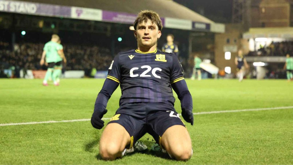 Charley Kendall opens the scoring for Southend United against Eastleigh