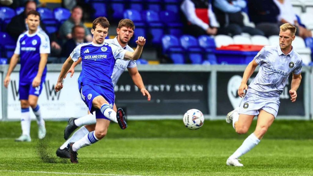 Luke Duffy in action for Macclesfield this season