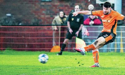 Bilston Town’s Jordan Crump fires home the winning goal