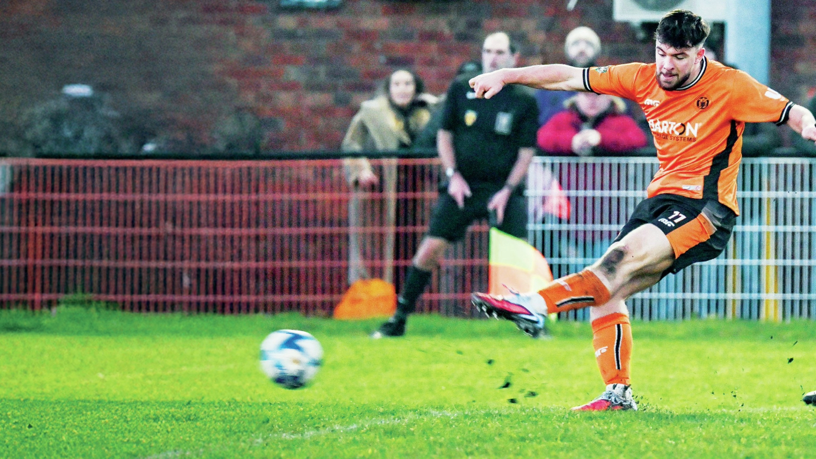 Bilston Town’s Jordan Crump fires home the winning goal