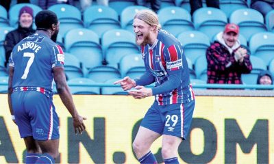 Carlisle’s Luke Armstrong enjoys getting the second goal!