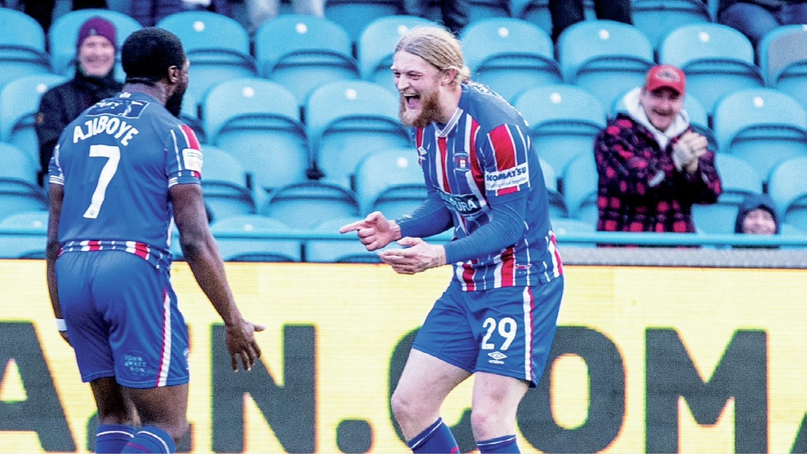 Carlisle’s Luke Armstrong enjoys getting the second goal!