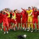 Coventry United players, above, celebrate their 2-1 win over North Shields to reach the next round