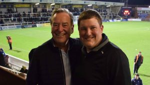 Jeff Stelling with Hartlepool United owner and chairman Landon Smith during Smith’s first visit to the club in January.