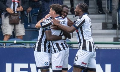 Ryan East, centre, scored the equaliser for Rochdale against Scunthorpe United