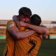 Southport’s decisive penalty taker Danny Lloyd celebrates