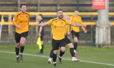 Danny Lloyd celebrates during Southport’s win