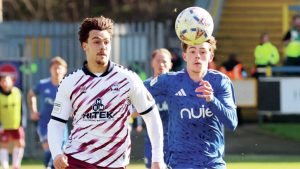 FC Halifax Town’s AJ Warburton shows his turn of speed