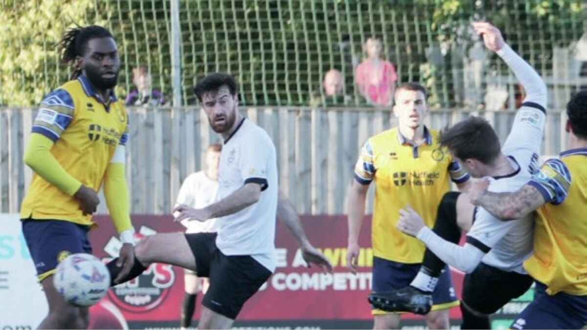 Fin Sinclair-Smith scores against Woking for Marine