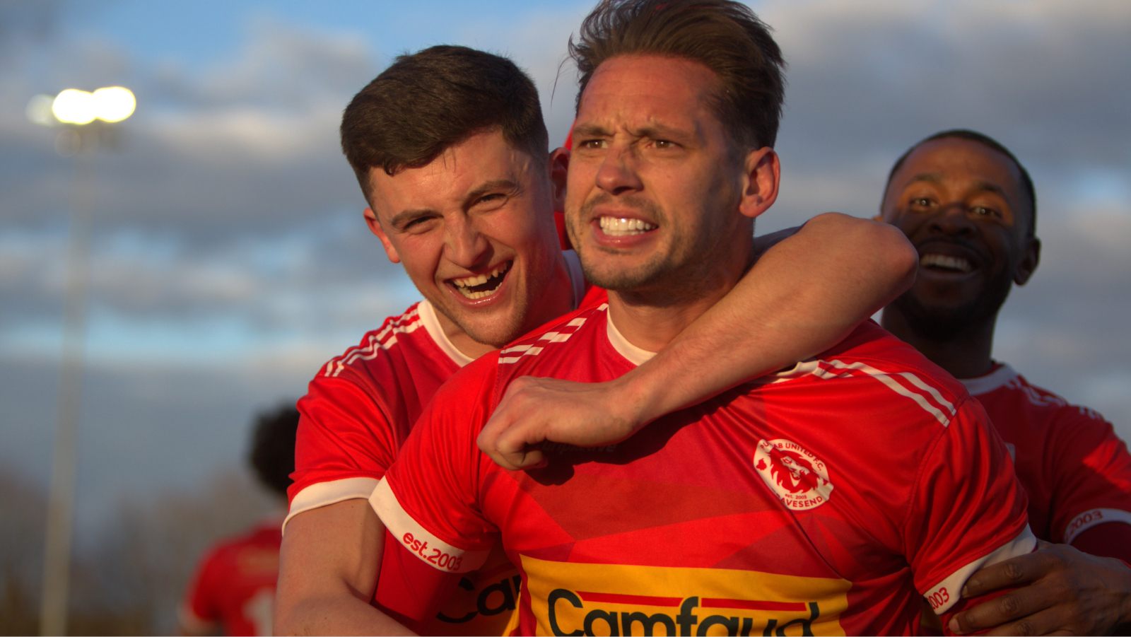 Jack Hopkins celebrates after firing Punjab United into the FA Vase semi-finals with a dramatic late winner.