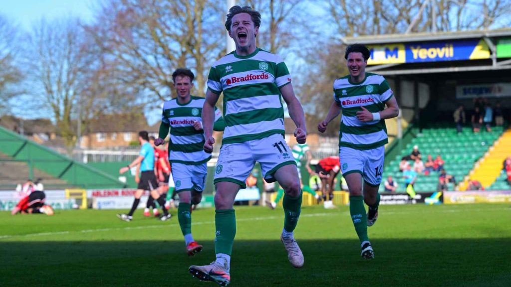 James Daly enjoys his goal for Yeovil Town