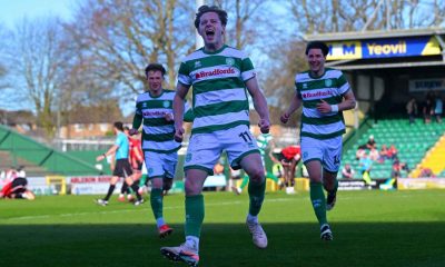 James Daly enjoys his goal for Yeovil Town